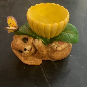 Yellow Bunny Egg Cup with Butterfly Accent